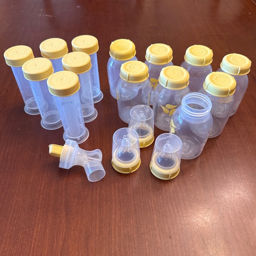 Medela breast milk storage & collection bottles 2.5 oz (6) & 5 oz (8), 3 nipples
